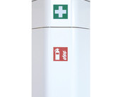 Feuerlöscher-Schrank mit Aufsatz Defibrillator und Verbandskasten
